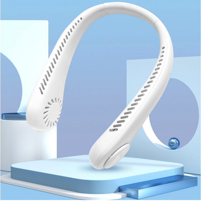 Ventilator portabil pentru gat cu 3 trepte de viteza, USB, Alb
