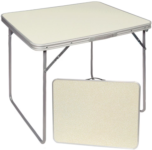 Masa pliabila camping, aluminiu, usor de transportat, crem, 80x60x70cm