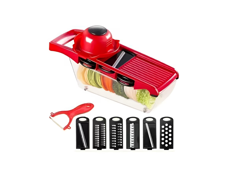 Set Razatoare si Feliator 10 in 1 Taiere si Razuire a Legumelor si Fructelor, Rosu