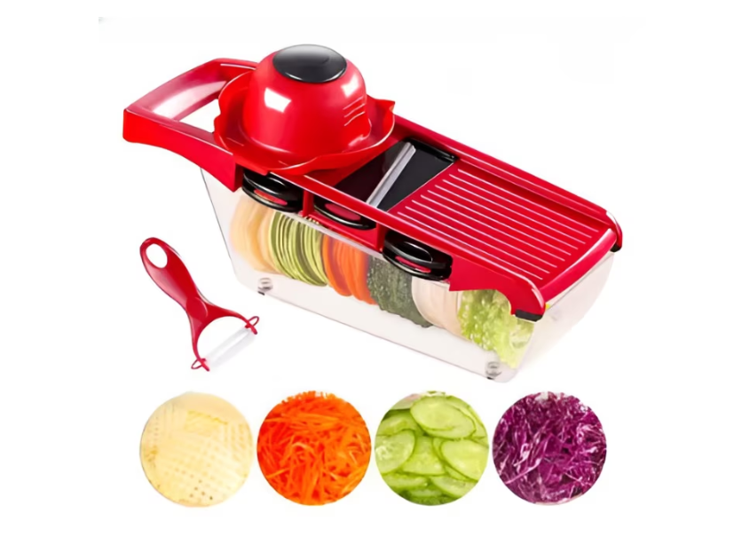 Set Razatoare si Feliator 10 in 1 Taiere si Razuire a Legumelor si Fructelor, Rosu