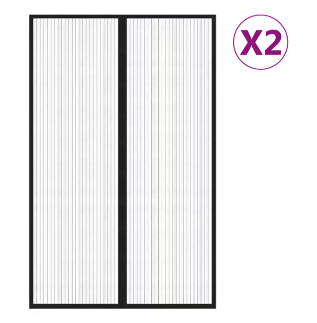 Perdea de usa anti-insecte cu magnet, 2 buc., 220 x 100 cm, Negru