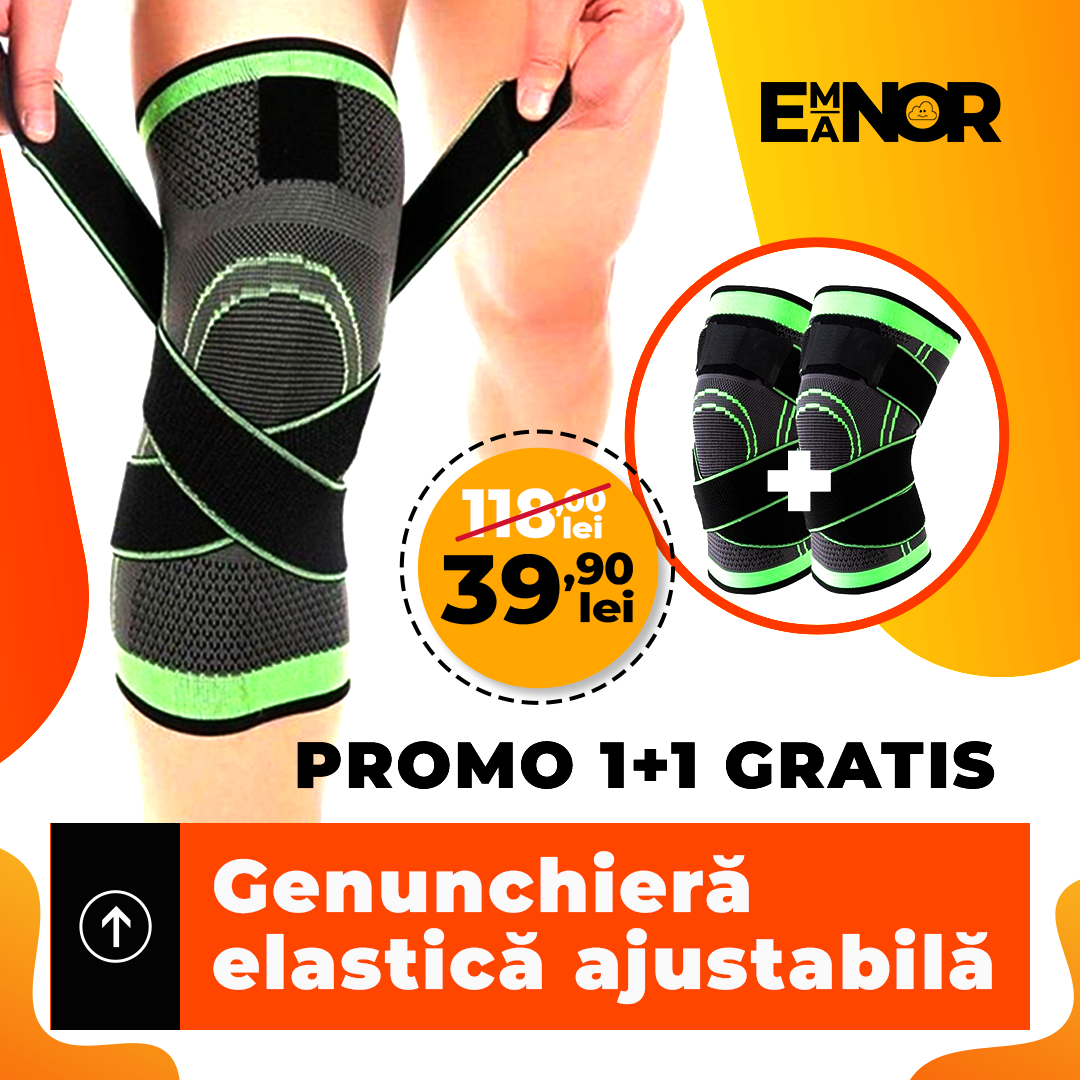 1+1 GRATIS! Genunchiera elastica ajustabila cu bretele elastice