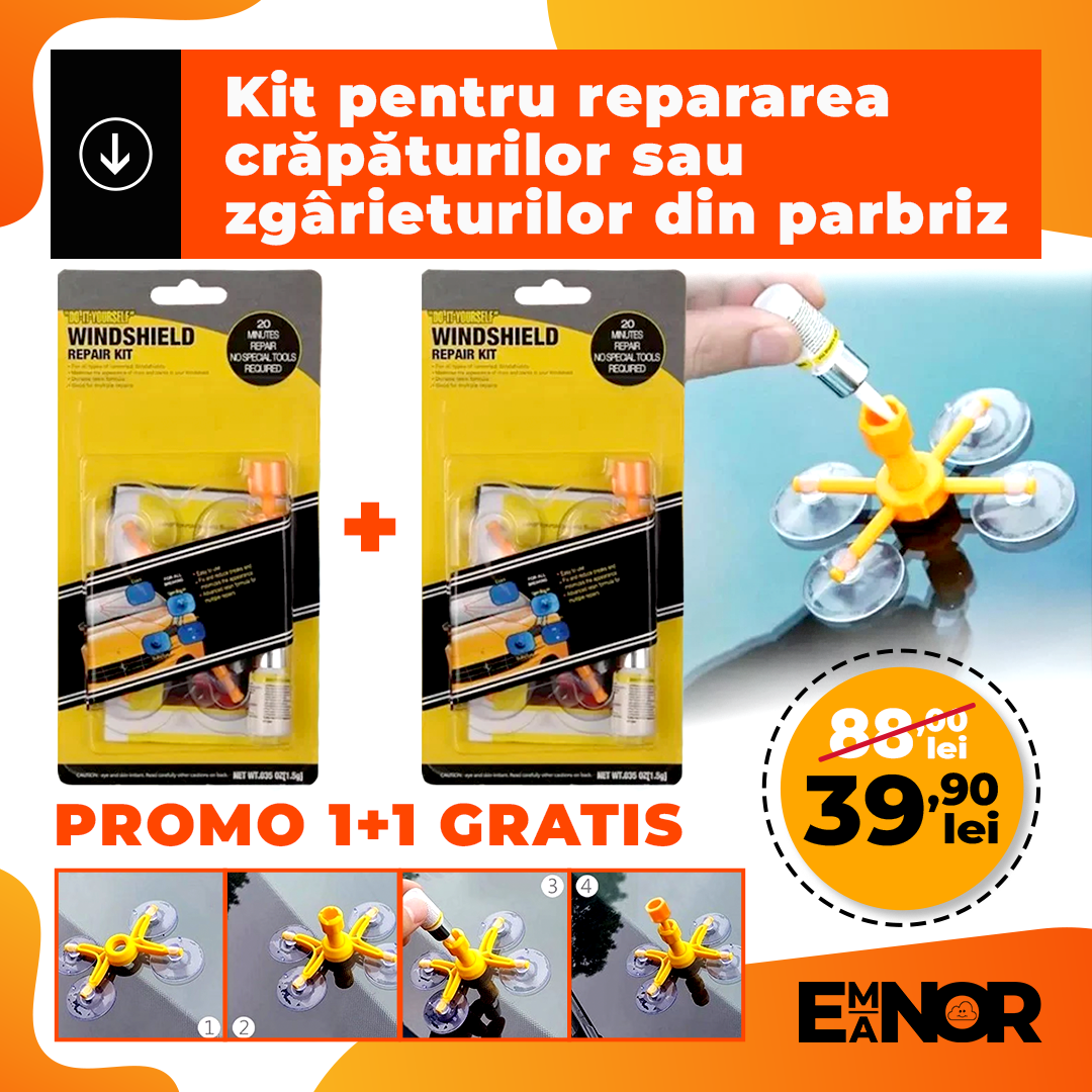 1+1 GRATIS! Kit pentru repararea crapaturilor sau zgarieturilor din parbriz