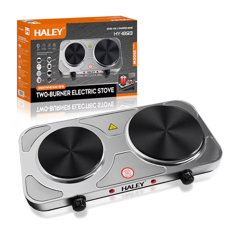Plita electrica HALEY – 2 zone de gatit, putere 1500W + 1000W, design elegant din otel inoxidabil