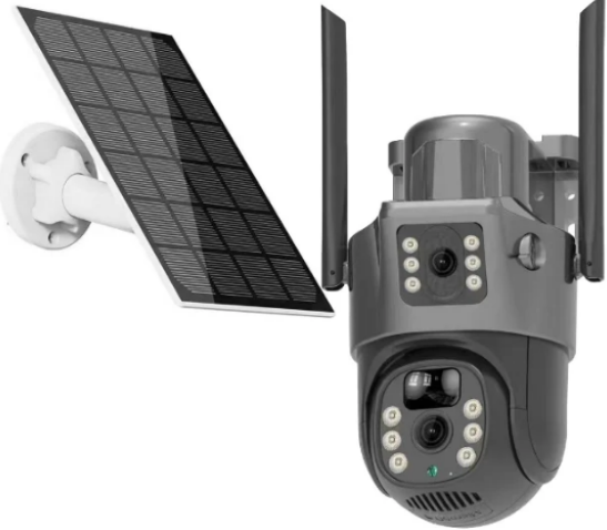 Camera Video de Supraveghere 4K - Cartela SIM / CONEXIUNE 4G SI Doua Lentile, Panou Solar