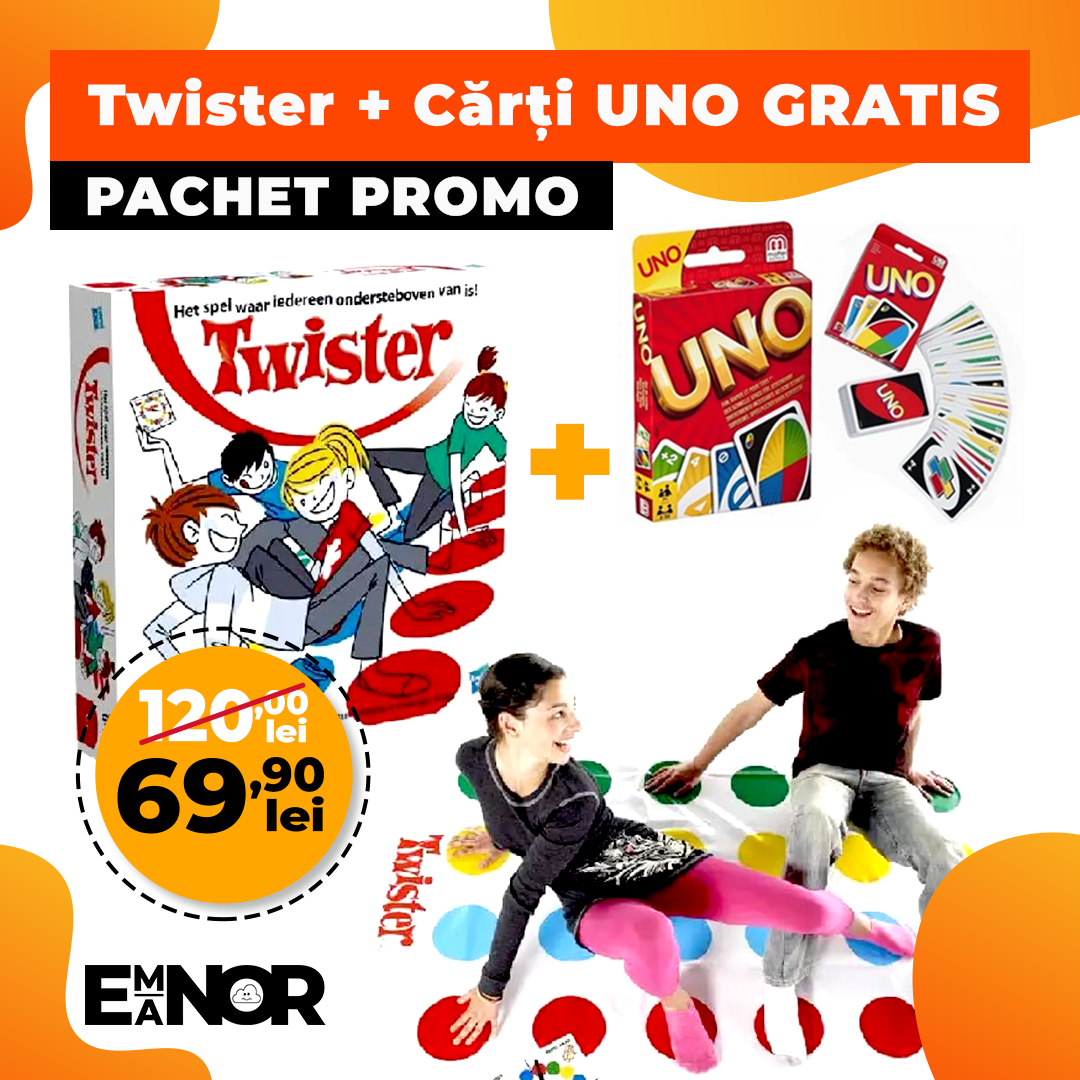 Joc societate Twister + Carti de joc Uno GRATIS