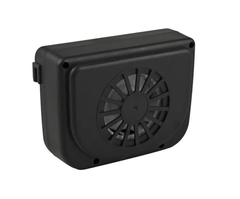 Ventilator auto geam, incarcare cu energie solara, negru, 15x11x6.5 cm