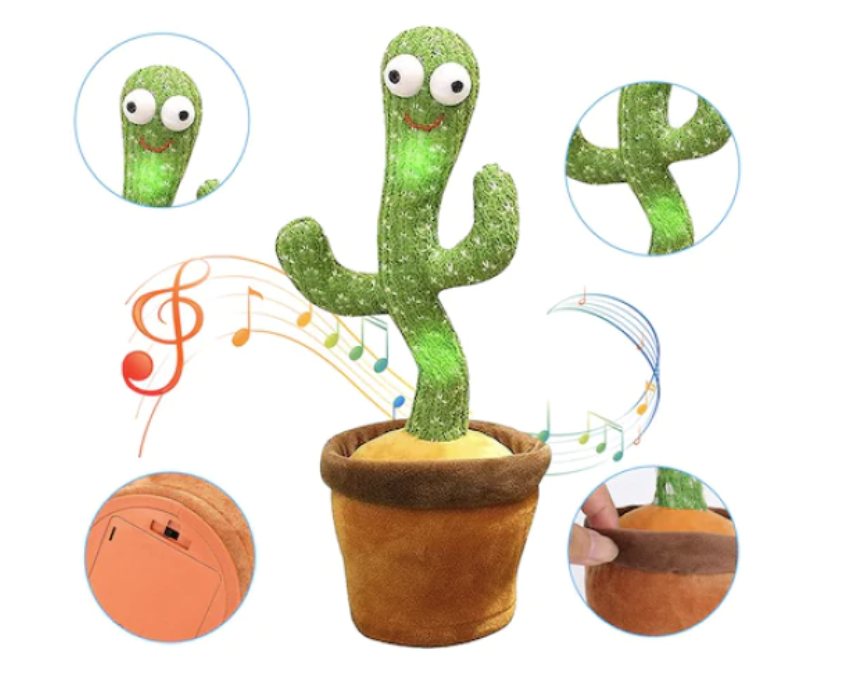 Jucarie Cactus Dansator, 20 melodii pentru copii, Danseaza, Canta, Vorbeste si Inregistreaza, Inaltime 35cm, Verde