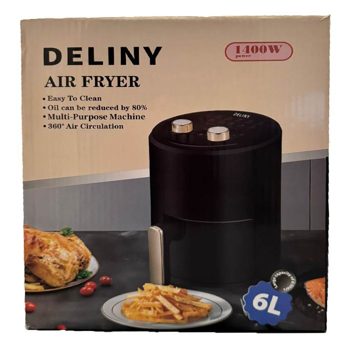 Friteuza fara ulei cu aer cald, butoane reglaj, Air Fryer, 1400W, 6L
