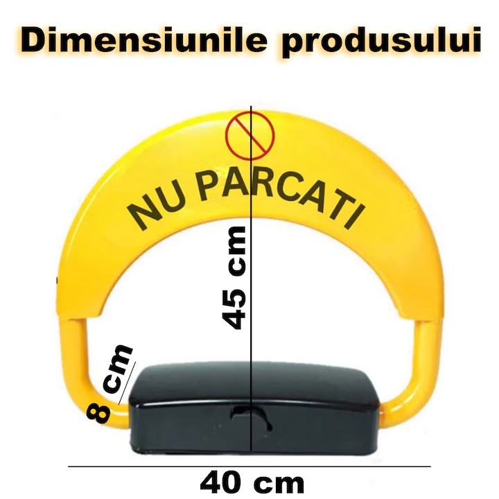 Blocator Loc Parcare Automat, At Performance, de la distanta, Suporta 2 Tone, o telecomanda, cheie, Negru/Galben