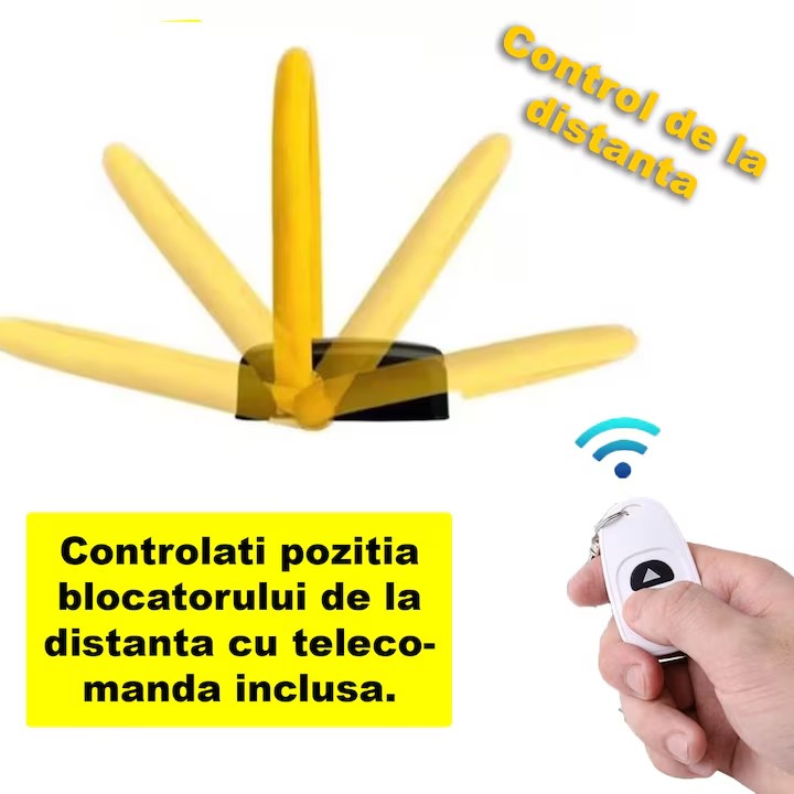 Blocator Loc Parcare Automat, At Performance, de la distanta, Suporta 2 Tone, o telecomanda, cheie, Negru/Galben