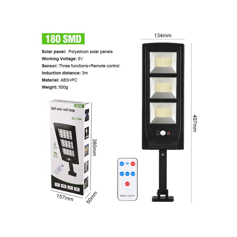 Lampa Solara SL-180 SMD, IP65, Prindere Inclusa, Telecomanda, 180LED, Senzor PIR 120°