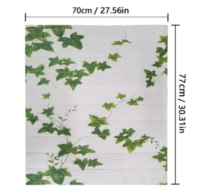 10 x Placi Tapet 3D pentru perete tip model frunze verde, 70x77 cm