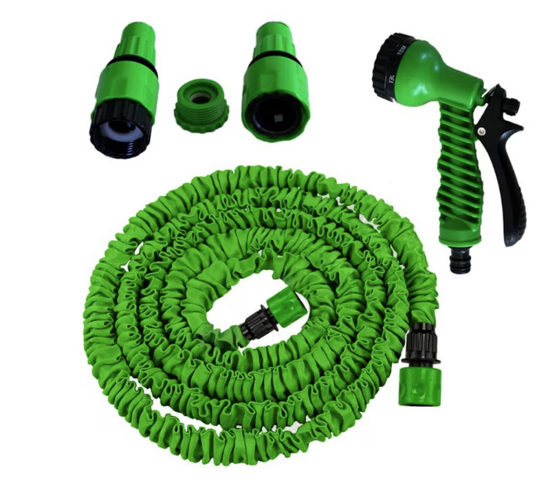 Furtun Extensibil de Gradina - 45m cu Pistol de Udat, Verde, Pistol si Accesorii incluse