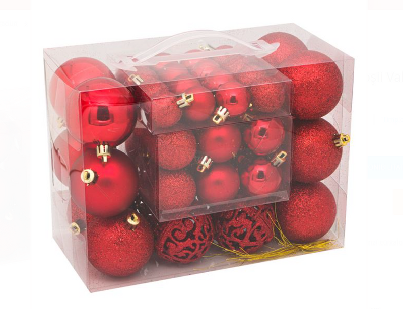 Globuri de Craciun Roşii Value Pack 3-4-6 cm