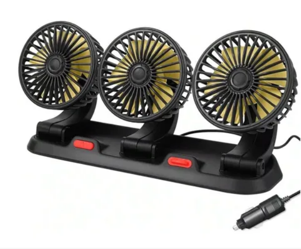 Ventilator auto triplu 12V, 31x11x14cm, 2 viteze, montare usoara cu suport de numar inclus