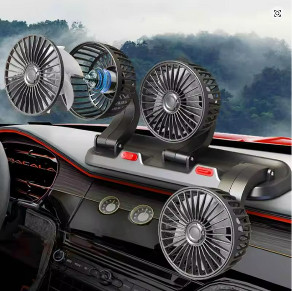 Ventilator auto triplu 12V, 31x11x14cm, 2 viteze, montare usoara cu suport de numar inclus