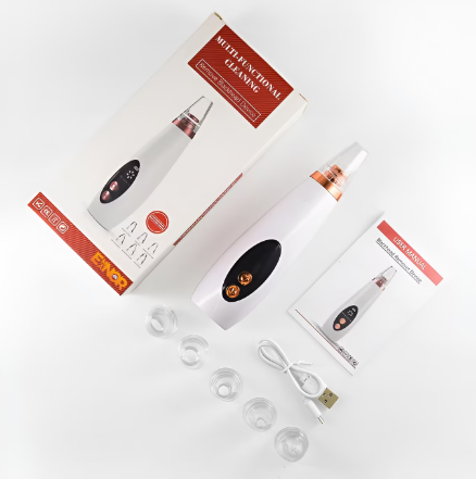 Aparat pentru Indepartarea Punctelor Negre, Vacuum, 3 Puteri ajustabile, 6 capete, Ingrijire faciala, Curatare faciala, Incarcare USB, Alb