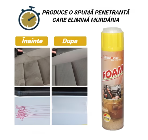 Spuma Activa Profesionala pentru Curatat Tapiterie, Canapele, Covoare si Mobilier - 650 ml