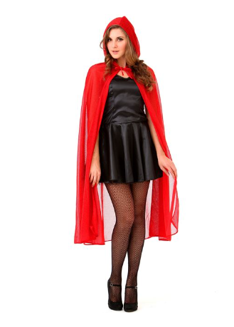 Costum Halloween Dama Capa Rosie si Gluga cu Glitter - One Size