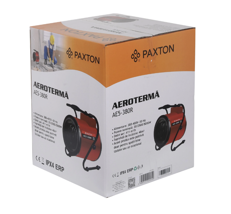 Aeroterma aer cald, electrica, Paxton AE5-380R, 5 kW, 380 - 400 V