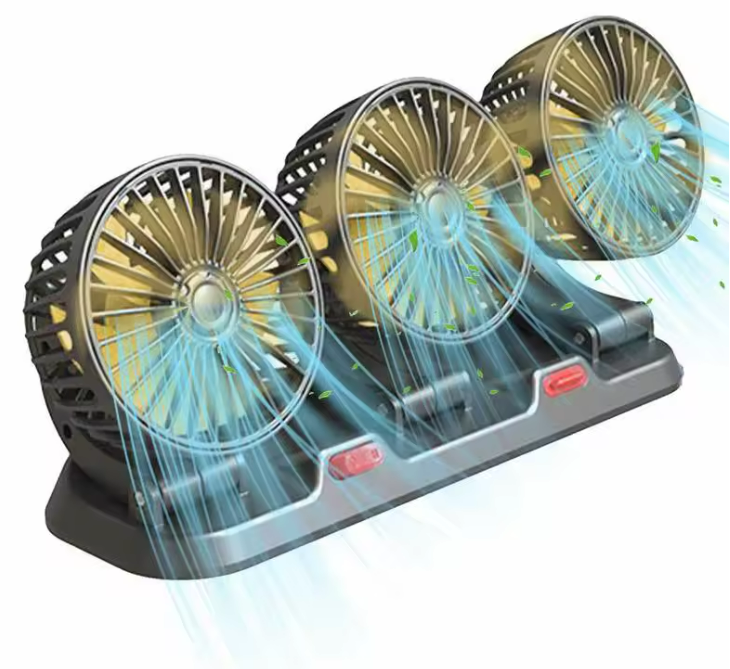 Ventilator auto triplu 12V, 31x11x14cm, 2 viteze, montare usoara cu suport de numar inclus
