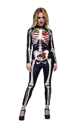 Costum Halloween Dama Schelet Colorat - One Size