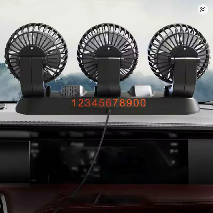 Ventilator auto triplu 12V, 31x11x14cm, 2 viteze, montare usoara cu suport de numar inclus
