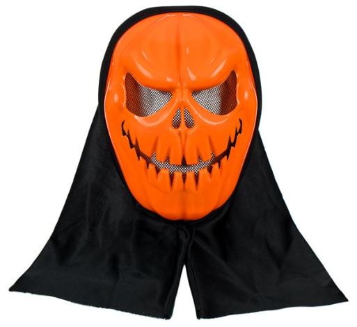 Masca de Halloween Dovleac Portocaliu cu Dinti & Acoperire Neagra pentru Cap