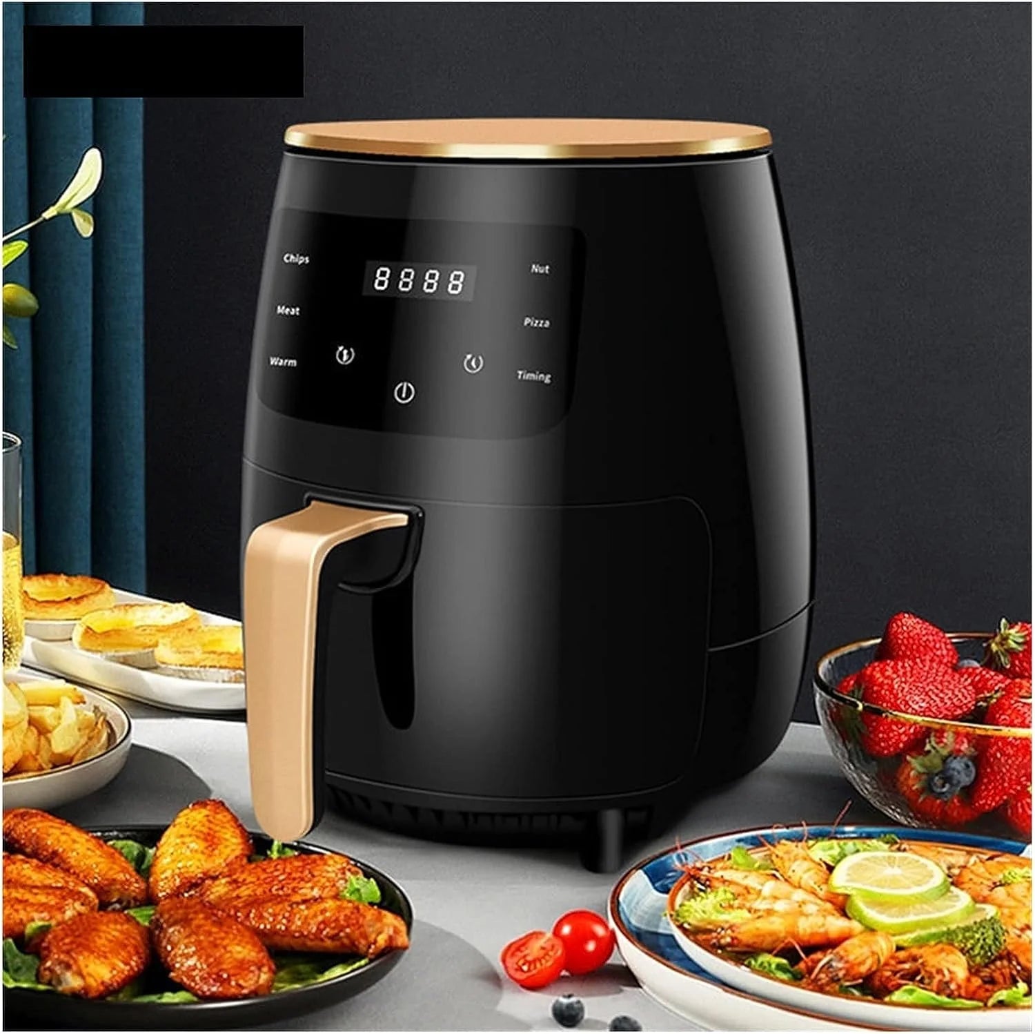 Friteuza cu aer cald, S-18 Air Fryer, 2400W, afisaj digital, LCD Touch control, 6L