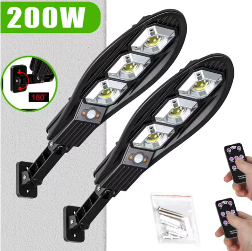 SET 2 x Lampa Stradala cu 90 LED-uri, Incarcare Solara, Senzor de Miscare, Lumineaza Toata Noaptea