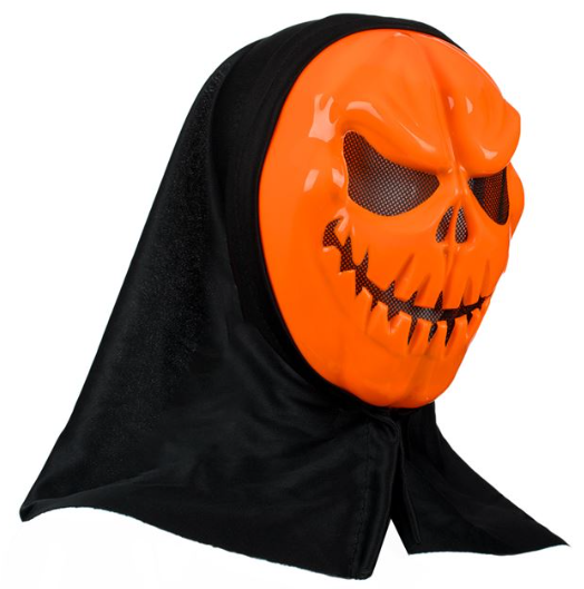 Masca de Halloween Dovleac Portocaliu cu Dinti & Acoperire Neagra pentru Cap