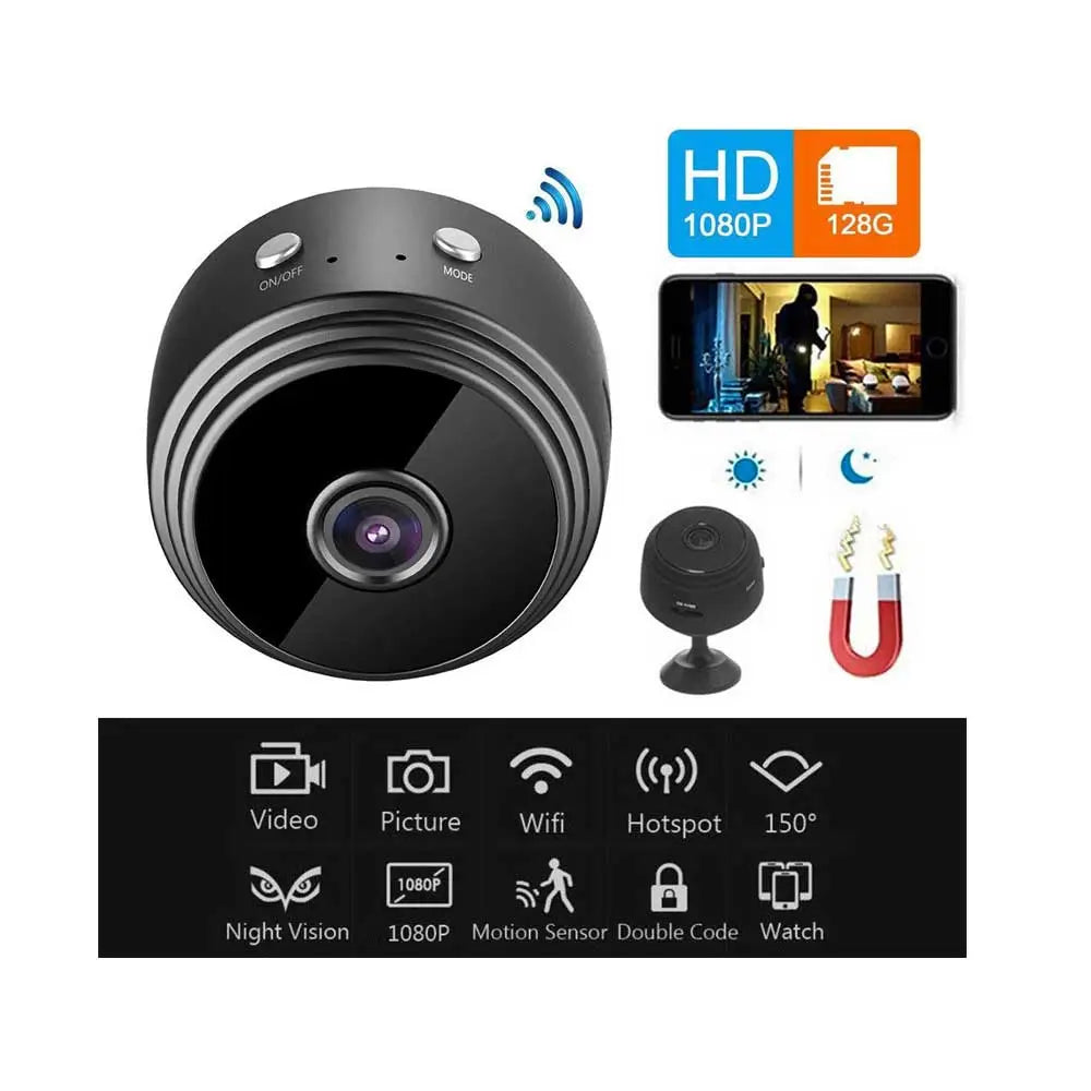 Camera de supraveghere Mini WiFi, Vedere de noapte, HD, 1080, Negru