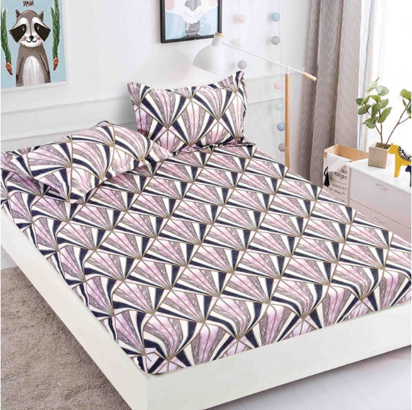 Husa de pat dublu, cu elastic, imprimeu Abstract, M2, 3 piese, 2 persoane, 180x200cm, Finet