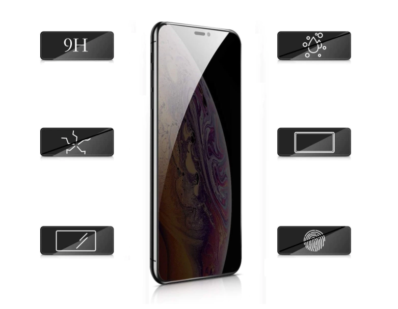 Folie protectie Privacy Premium iPhone 13 / 13 Pro, Full Cover Black 6D, Full Glue, Sticla securizata Negru