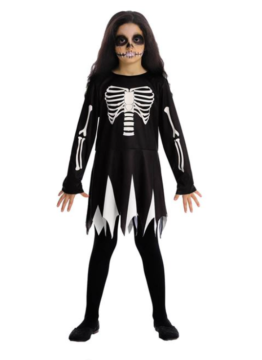 Costum Deghizare de Halloween pentru Copii Rochie Neagra Schelet
