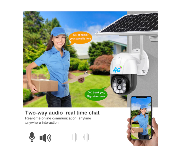 Camera Supraveghere video cu SIM, conexiune 4G, 5MP, ZOOM 10x cu panou solar, acumulatori inclusi 8000mah, intelligent tracking, Micro SD, Rotire, Alarma miscare, Interior - Exterior