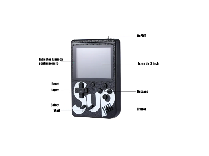 Consola Portabila SUP Game Box - 500 de Jocuri Retro Incorporate, Conectabila la TV