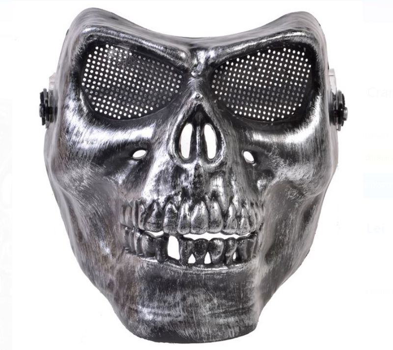 Masca Halloween Craniu Neagra Argintie