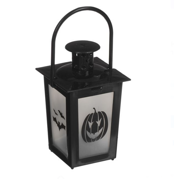 Felinar Decorativ Halloween Dovleac Lilieci cu LED 7.5x7.5x13cm