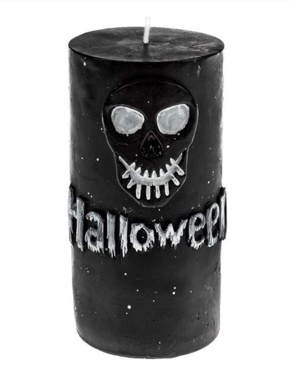 Lumanare Decorativa de Halloween Neagra Craniu 7x14.5cm