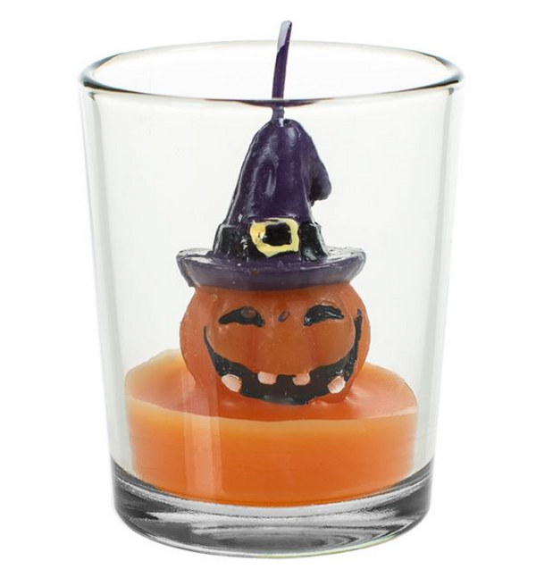 Lumanare de Halloween Dovleac Craniu 3D in Pahar 5.5x6.5cm