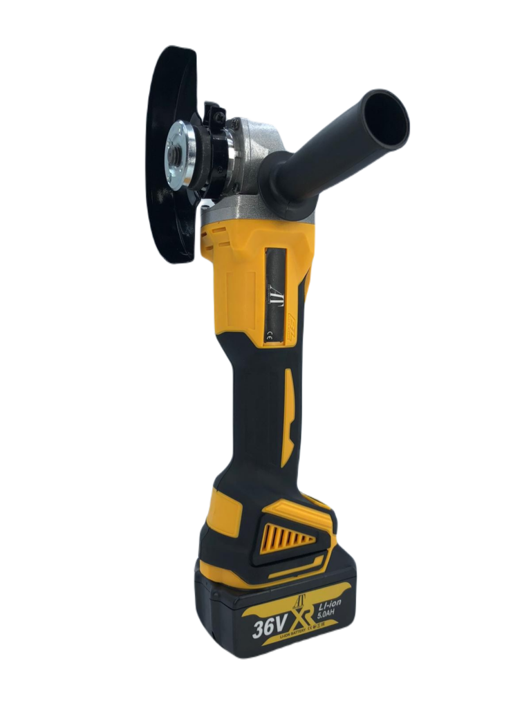 Polizor unghiular (Flex), cu 2 acumulatori 36 V, 10 Ah, 2 discuri incluse 12000 Rpm, 125 mm, statie incarcare, valiza inclusa si accesorii, Negru/Galben
