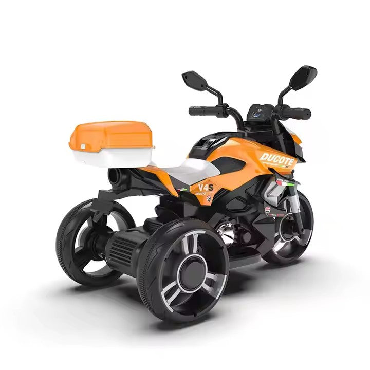 Motocicletă Electrică Copii AT PERFORMANCE®, 6V, Galben, cu Melodii și Lumină, 3 Roți, Mers cu Spatele, Max 30kg
