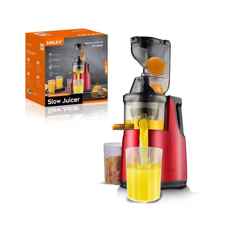 Storcator de Citrice Electric HALEY, stoarcere lenta, 150 W, 500 ml, Rosu/Negru