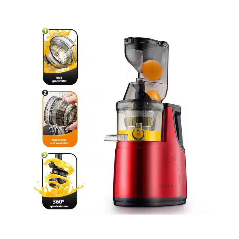 Storcator de Citrice Electric HALEY, stoarcere lenta, 150 W, 500 ml, Rosu/Negru