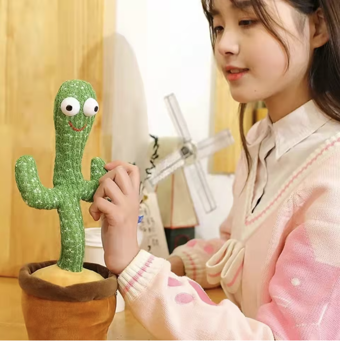 Jucarie Cactus Dansator, 20 melodii pentru copii, Danseaza, Canta, Vorbeste si Inregistreaza, Inaltime 35cm, Verde