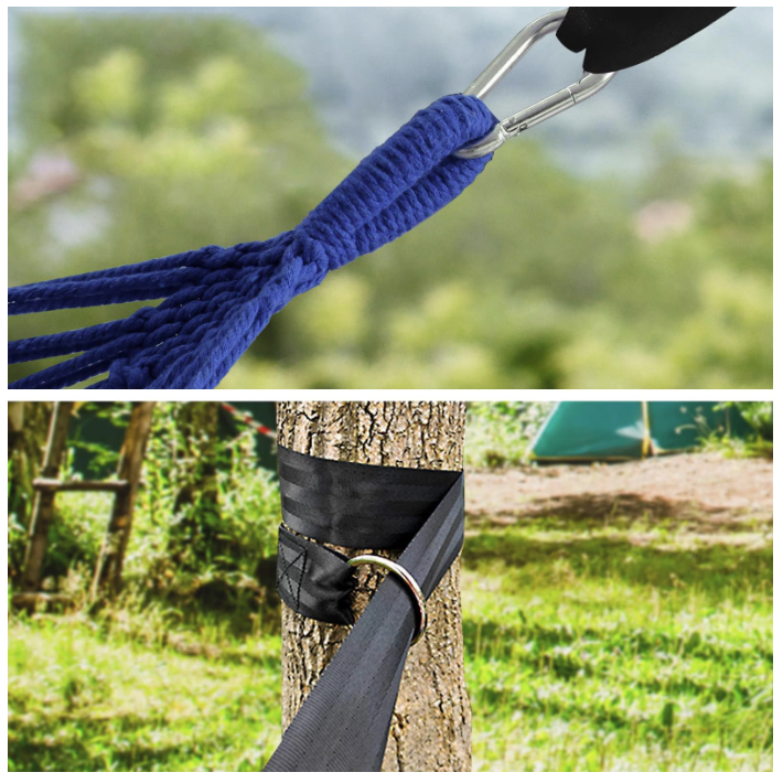 Hamac dublu, cu doua curele de prindere, portabil, ultra usor, excelent pentru camping, 220x150cm