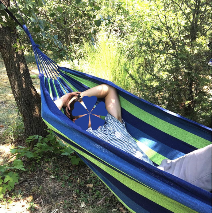 Hamac dublu, cu doua curele de prindere, portabil, ultra usor, excelent pentru camping, 220x150cm