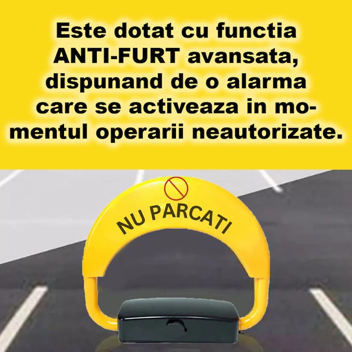 Blocator Loc Parcare Automat, At Performance, de la distanta, Suporta 2 Tone, o telecomanda, cheie, Negru/Galben